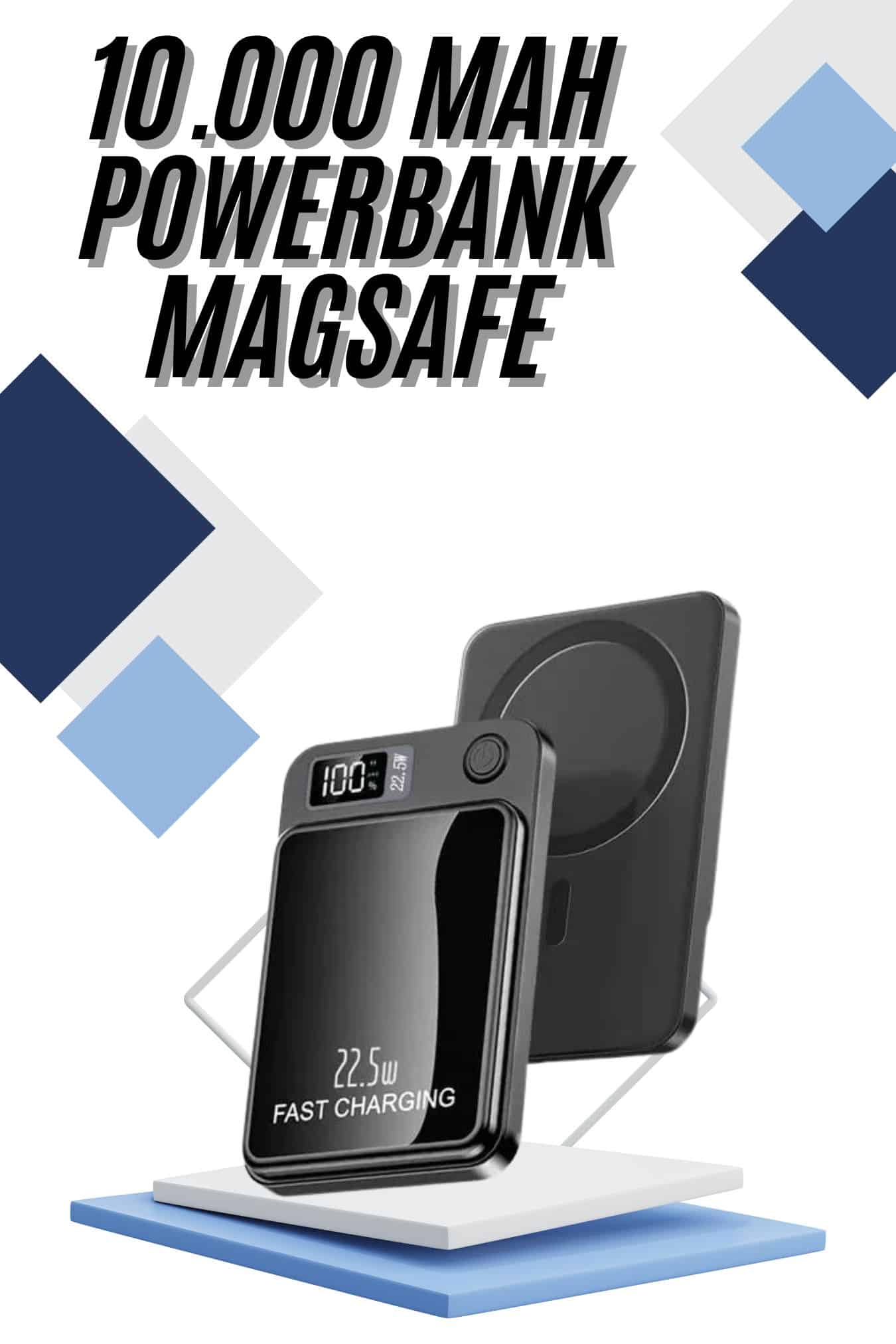 Magsafe Powerbank 10.000 mAh 22.5 Watt Hızlı Şarj Göstergeli Kablosuz Taşınabilir Şarj