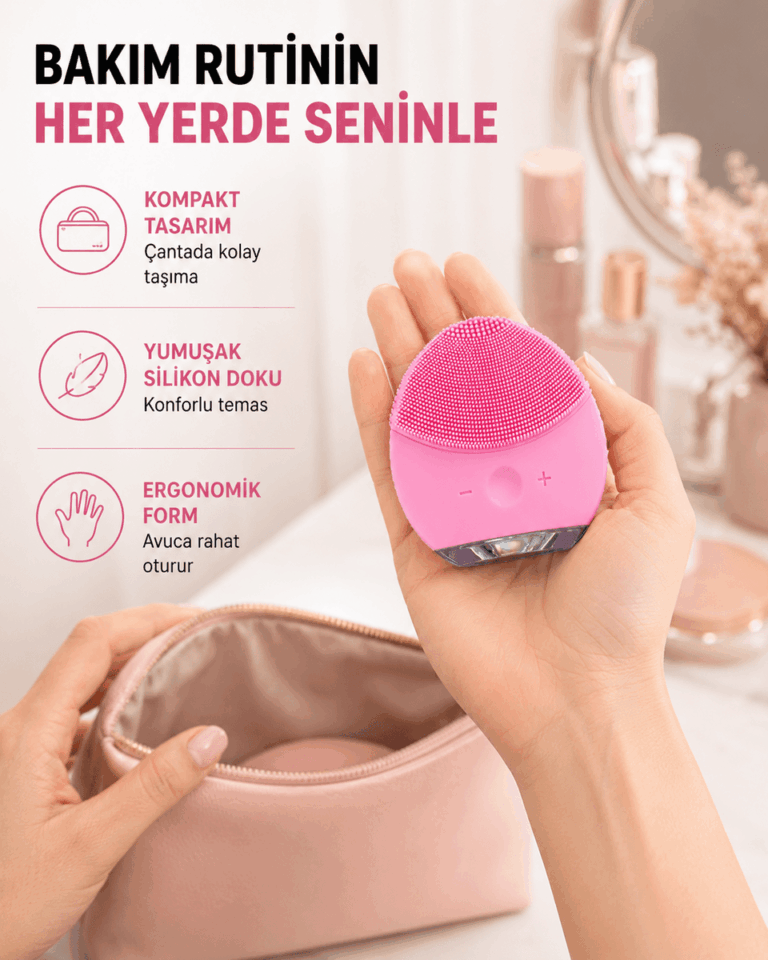 Şarjlı Su Geçirmez Yüz Temizleme ve Masaj Aleti – 3 Fonksiyonlu Yeni Nesil
