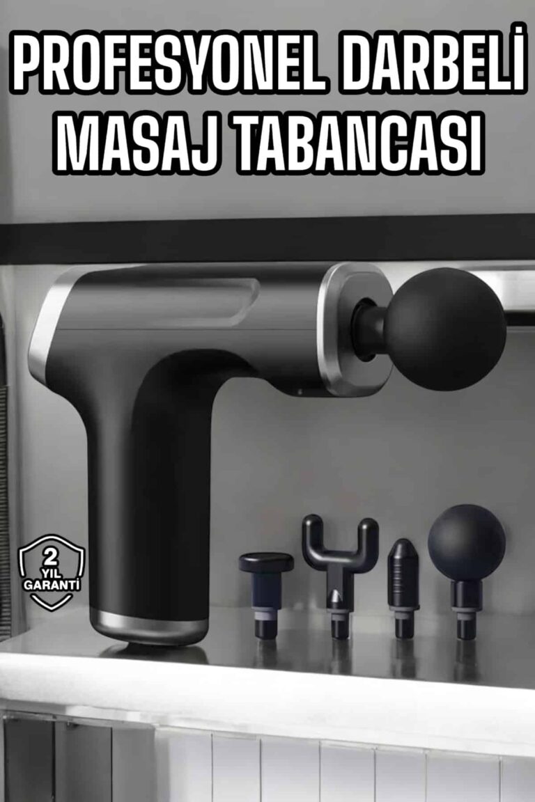 Masaj Tabancası 4 Başlıklı Kas ve Vücut Ağrıları İçin Şarjlı Darbeli