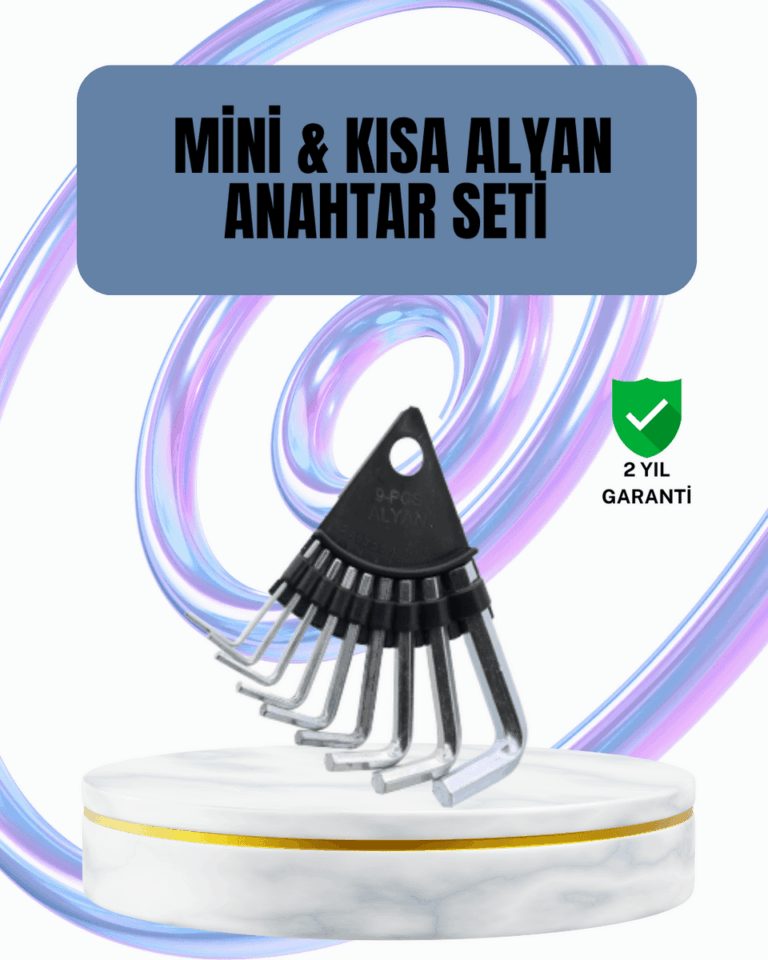 9 Parça Alyan Anahtar Seti Altıgen Uçlu Mobilya ve Tamir İçin