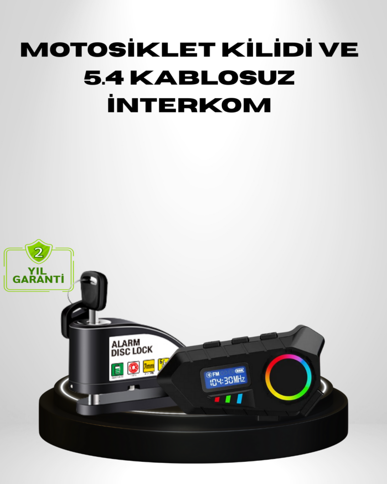 Motosiklet ve Günlük Kullanım İçin Bluetooth Hoparlör ve Disk Kilidi Seti