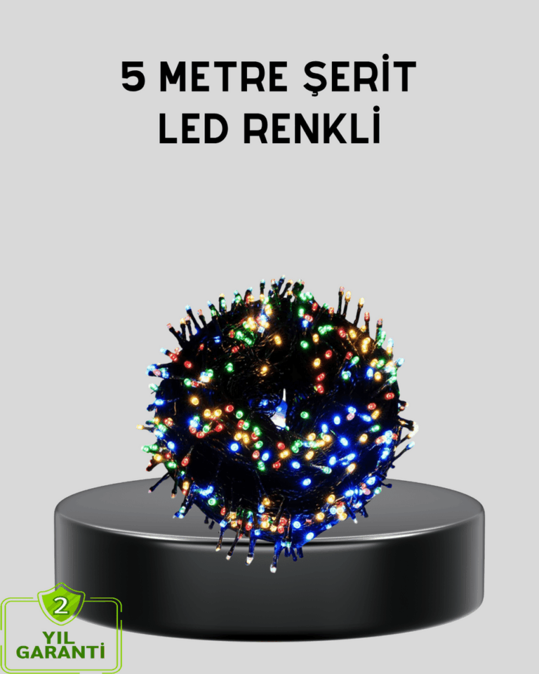 5 Metre 50’li LED Işık – Siyah Kablolu, Çok Fonksiyonlu, İç ve Dış Mekan Kullanımı