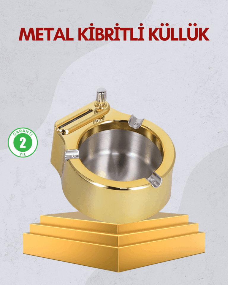 Paslanmaz Çelik Küllük Çakmaklı Masa Üstü Kullanım