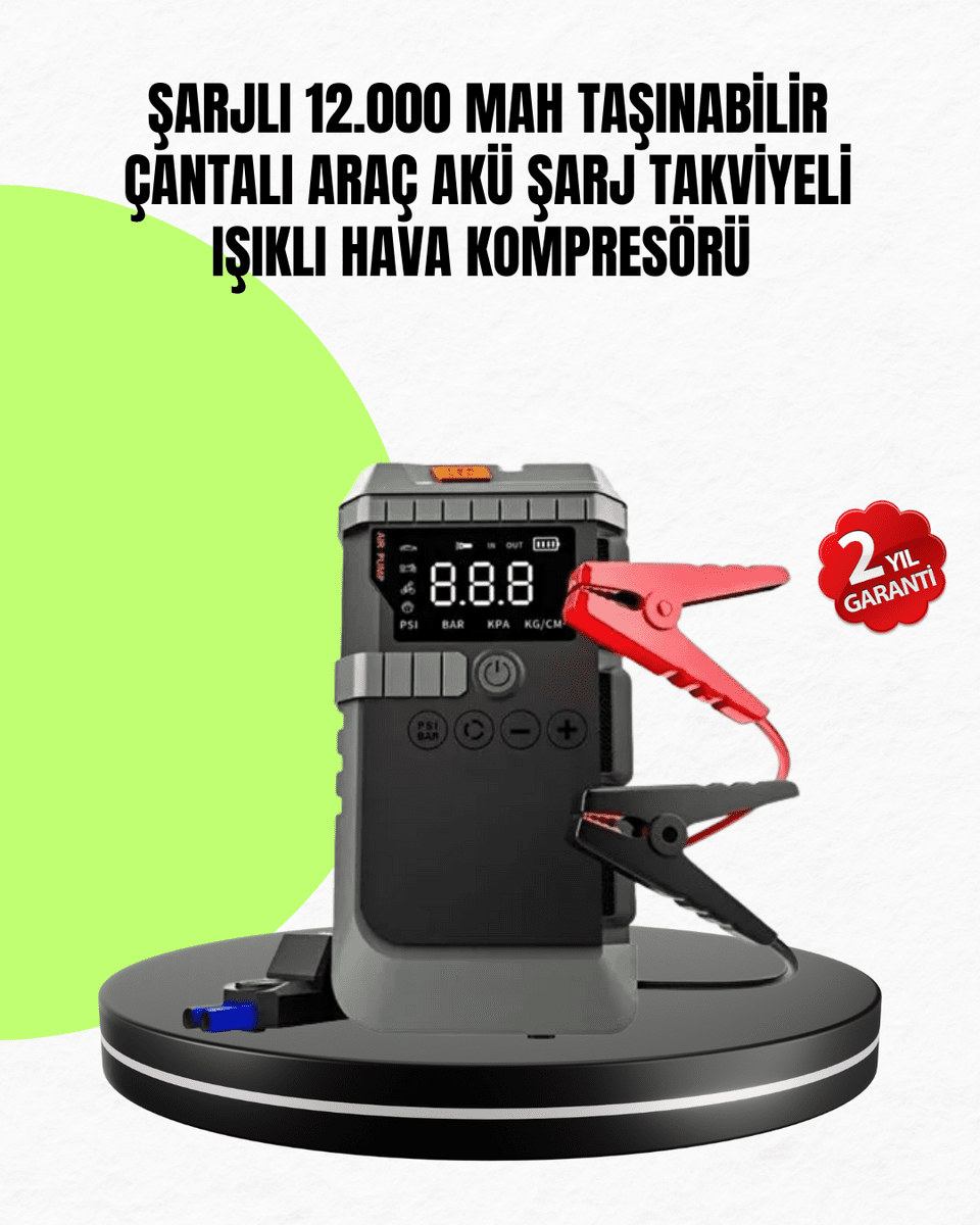 4’ü 1 Arada Powerbank Özellikli Araç Akü Şarj Takviye Cihazı