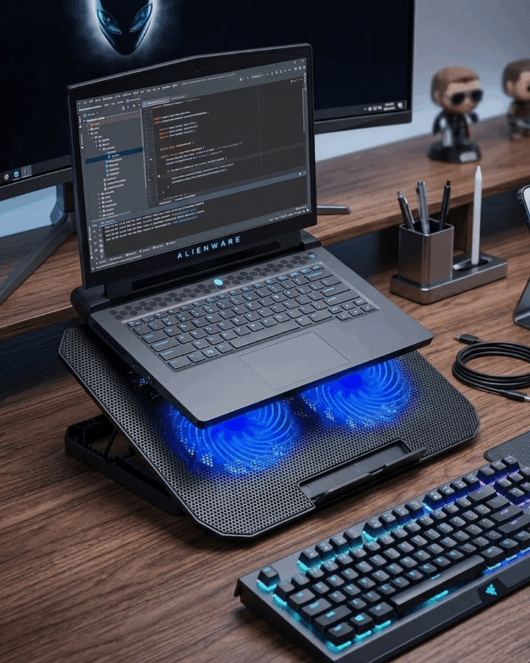 Çift Fanlı Sessiz Laptop Soğutucu 17 İnç Uyumlu Yükseltici Stand