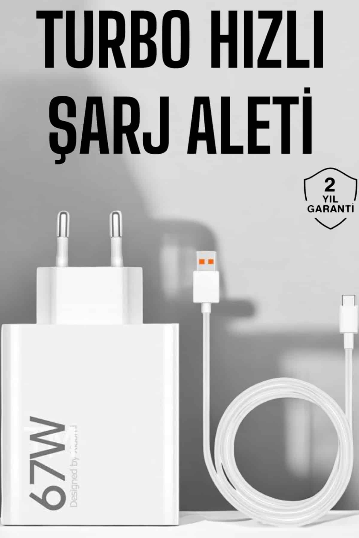 Şarj Aleti 67W Hızlı Şarj Turbo Type-C Uyumlu Şarj Adaptörü Kablosu