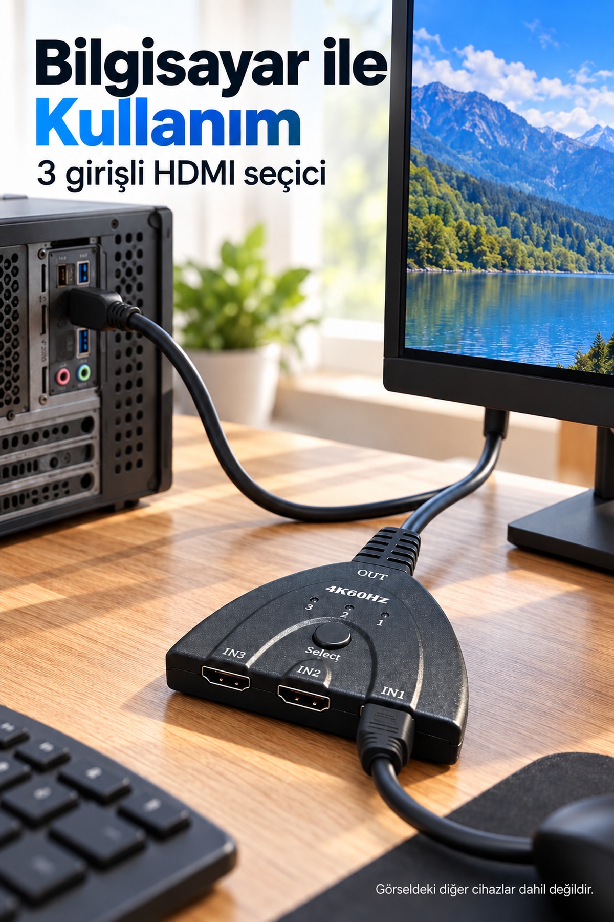 HDMI Switch 3 Giriş 1 Çıkış 4K 60 Hz Seçici
