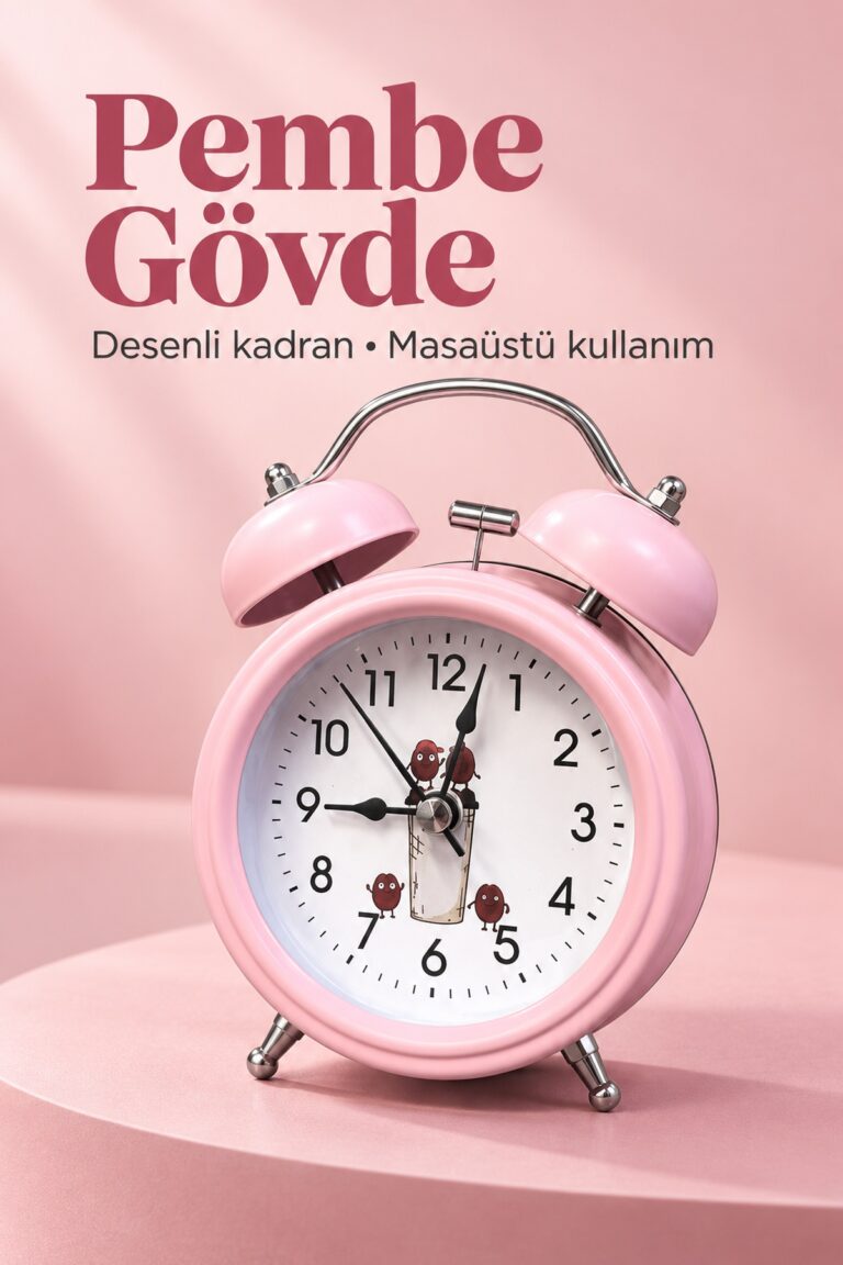 Pilli Çalar Saat Çift Çanlı Klasik Masaüstü Tasarım