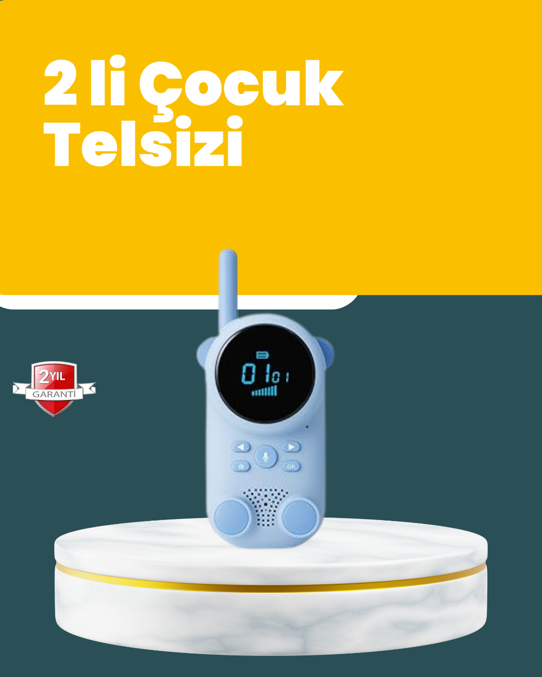 LCD Ekranlı Çocuk Telsizi – İki Yönlü Ses, 1-3 km Çekim Mesafesi