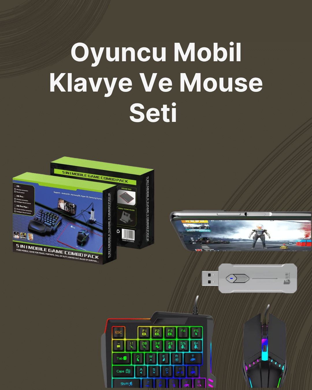 Kablosuz Mobil Oyun Kiti – 5 Parça Tam Set