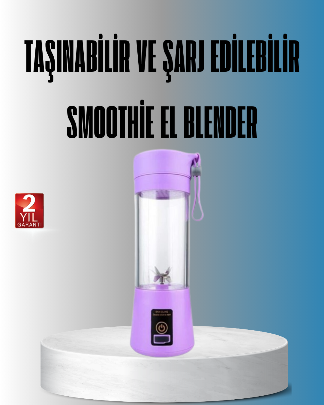 Şarjlı 380ml Portatif Smoothie Blender USB Mini Shake Yapıcı