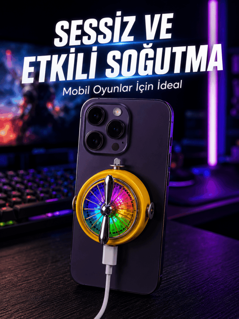 Manyetik Telefon Soğutucu RGB Fanlı Mobil Oyun Soğutucusu