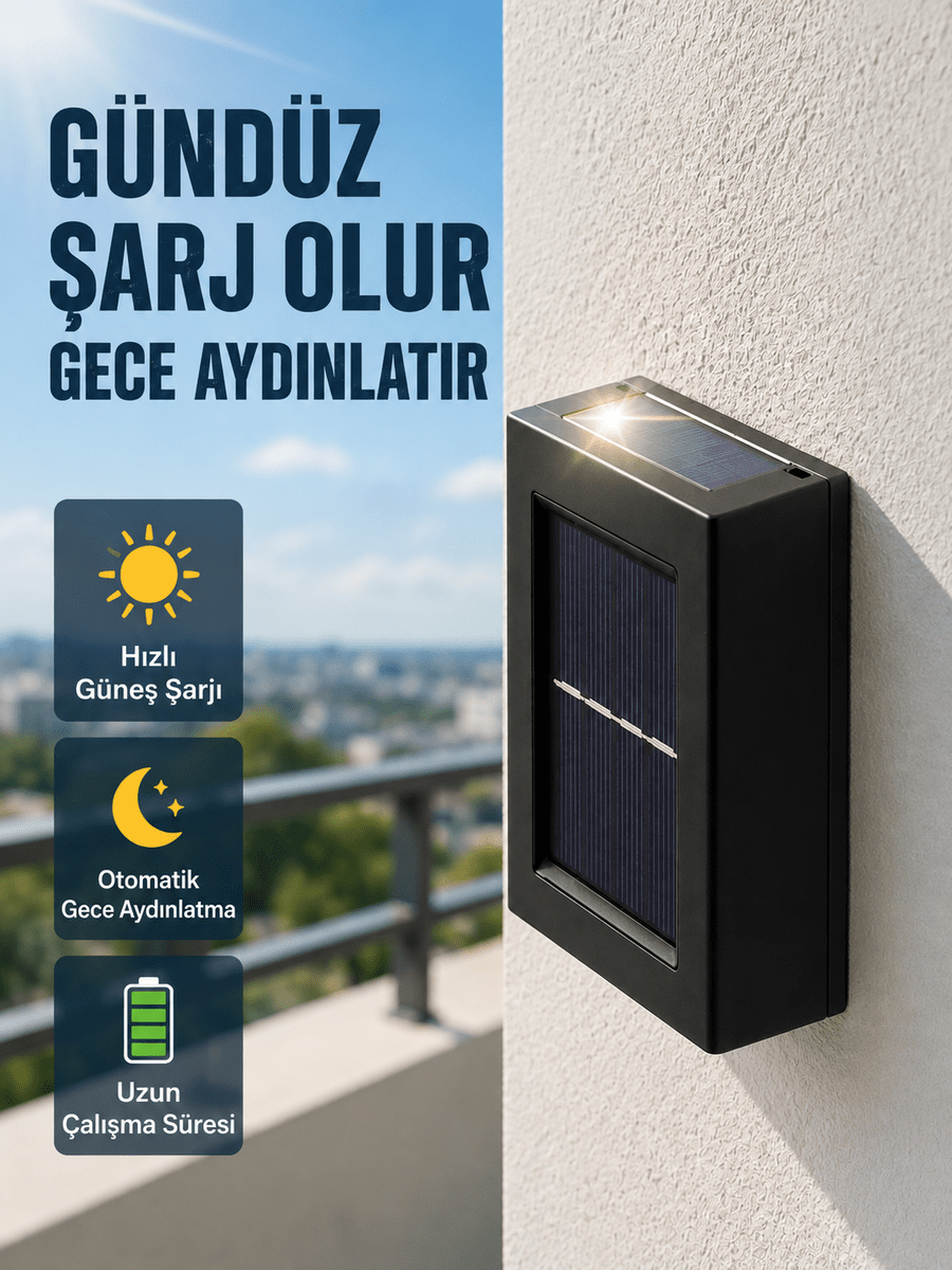 Şeffaf Abajurlu Duvar Tipi Solar IşıkYeni Nesil