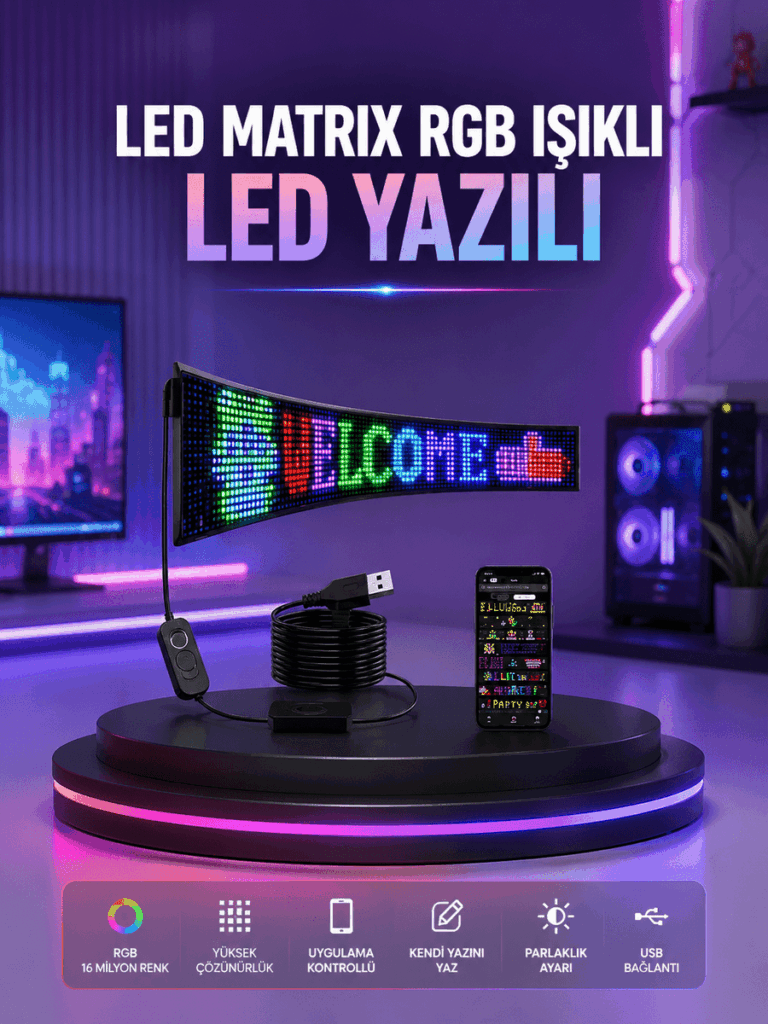 RGB LED Panel Renkli Işık Efektli Dekoratif Aydınlatma
