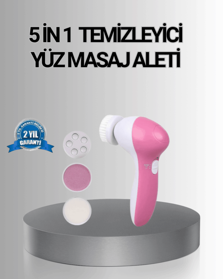 5 Başlıklı Yüz Masaj Aleti – Cilt Temizleme, Peeling, Siyah Nokta ve Gözenek Bakımı