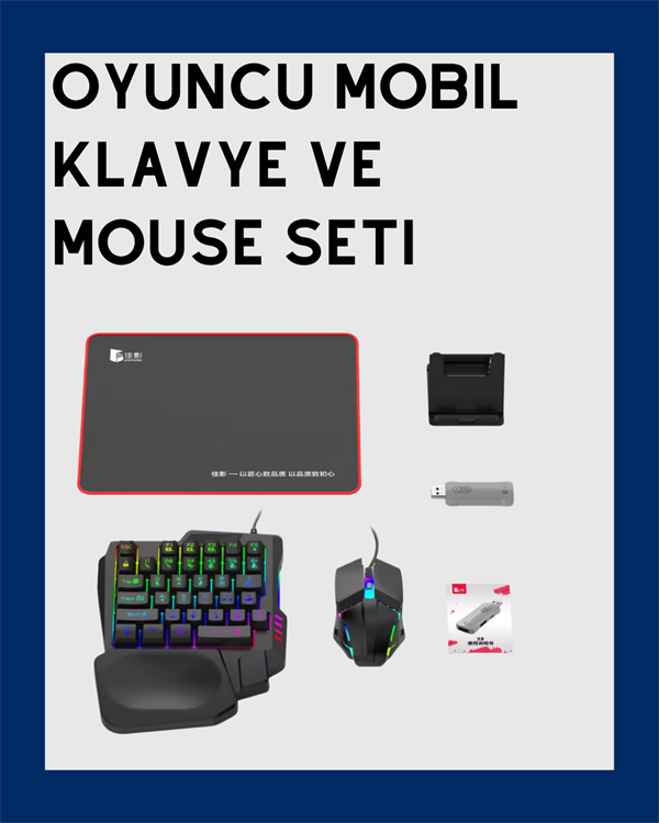 Android Uyumlu Klavye Mouse Oyun Seti – Gecikmesiz Bağlantı, Tak-Çalıştır Özellikli