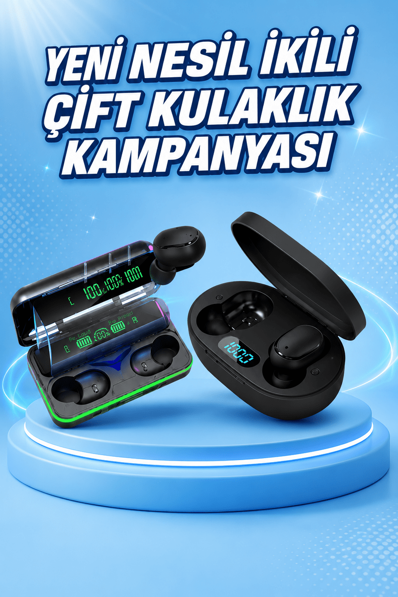 İkili Bluetooth Kulaklık Dijital Göstergeli Uzun Pil Ömrü Yüksek Ses Kaliteli