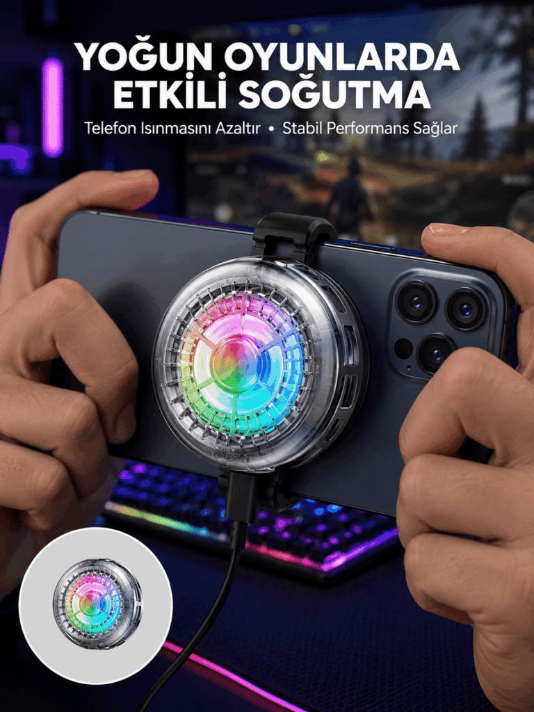 RGB LED Telefon Soğutucu Fan Yüksek Hızlı Soğutma Oyuncu Cooler Yeni Nesil