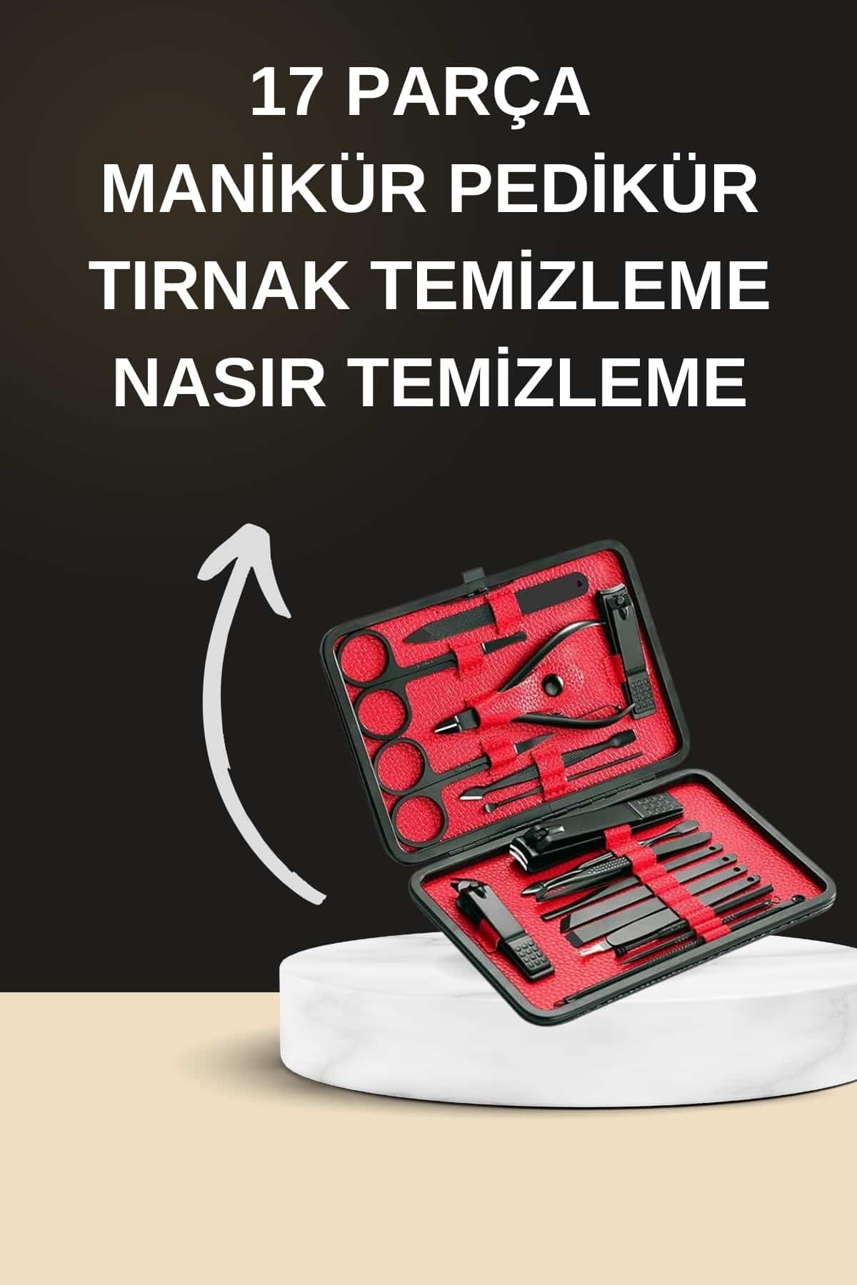 Elektrikli Manikür Pedikür Seti İkili Set 17 Parça Tırnak Bakımı Nasır Temizleme Tırnak Şekillendirme