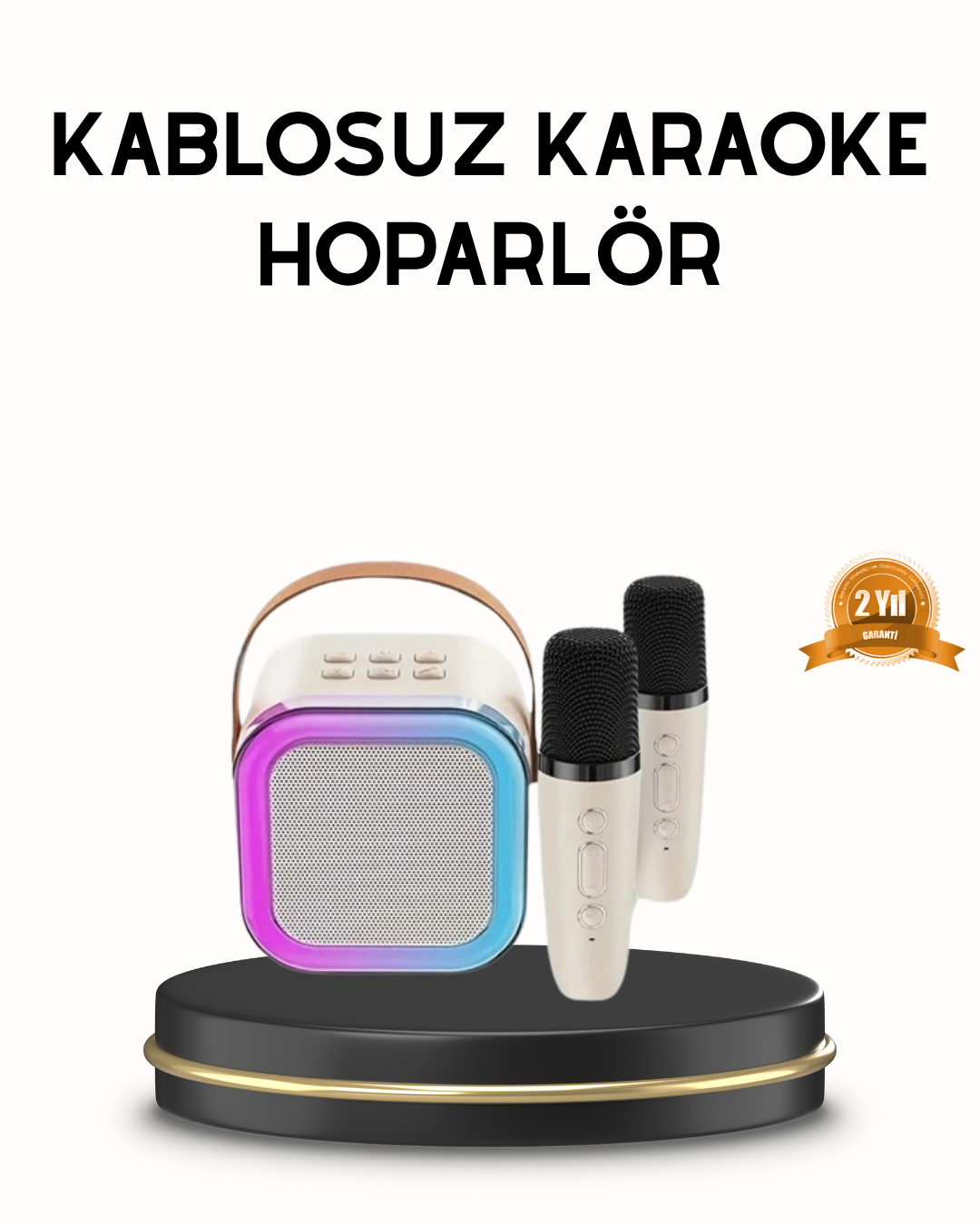 Bluetooth Karaoke Hoparlör Renkli LED Işıklı ve Type-C Şarjlı