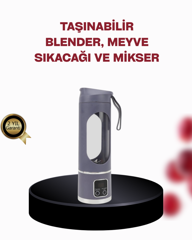 450 ml Taşınabilir Blender – Tip-C Şarjlı 12 Bıçaklı Meyve Sıkacağı