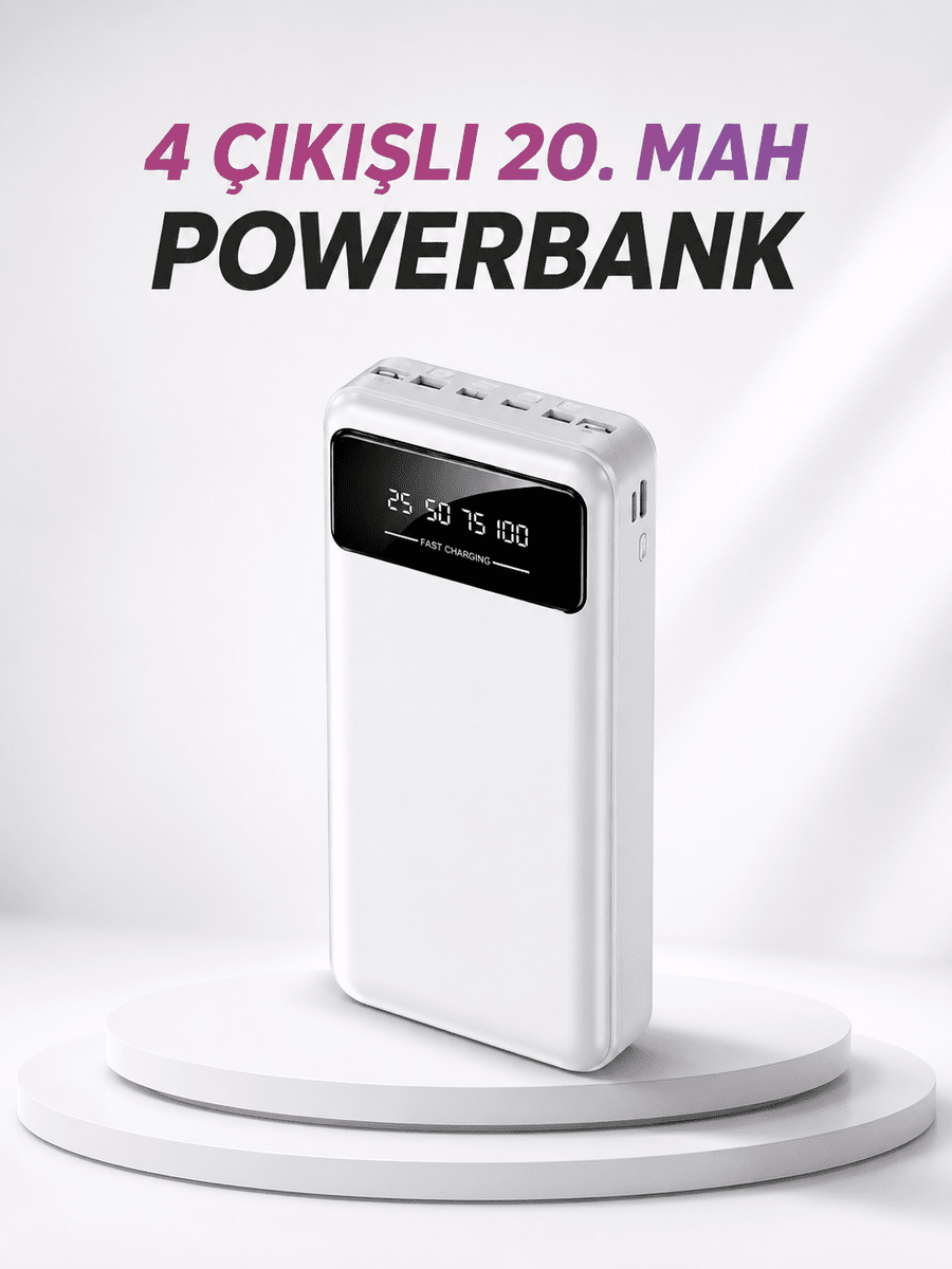 4 Çıkışlı 20.000 MAH Powerbank Taşınabilir Çoklu Giriş