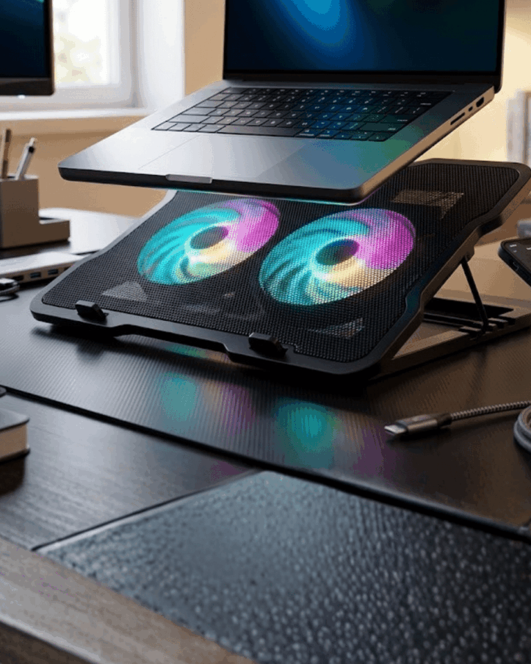 Ayarlanabilir Laptop Soğutucu Çift Fan RGB Işıklı Sessiz Çalışan