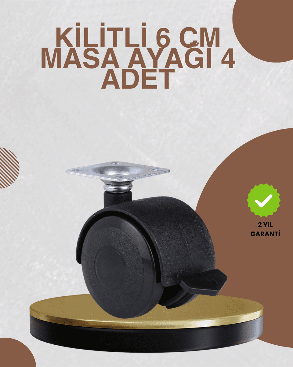 Kilitli Mobilya Ayağı 6 cm 4’lü Set Zemin Korumalı