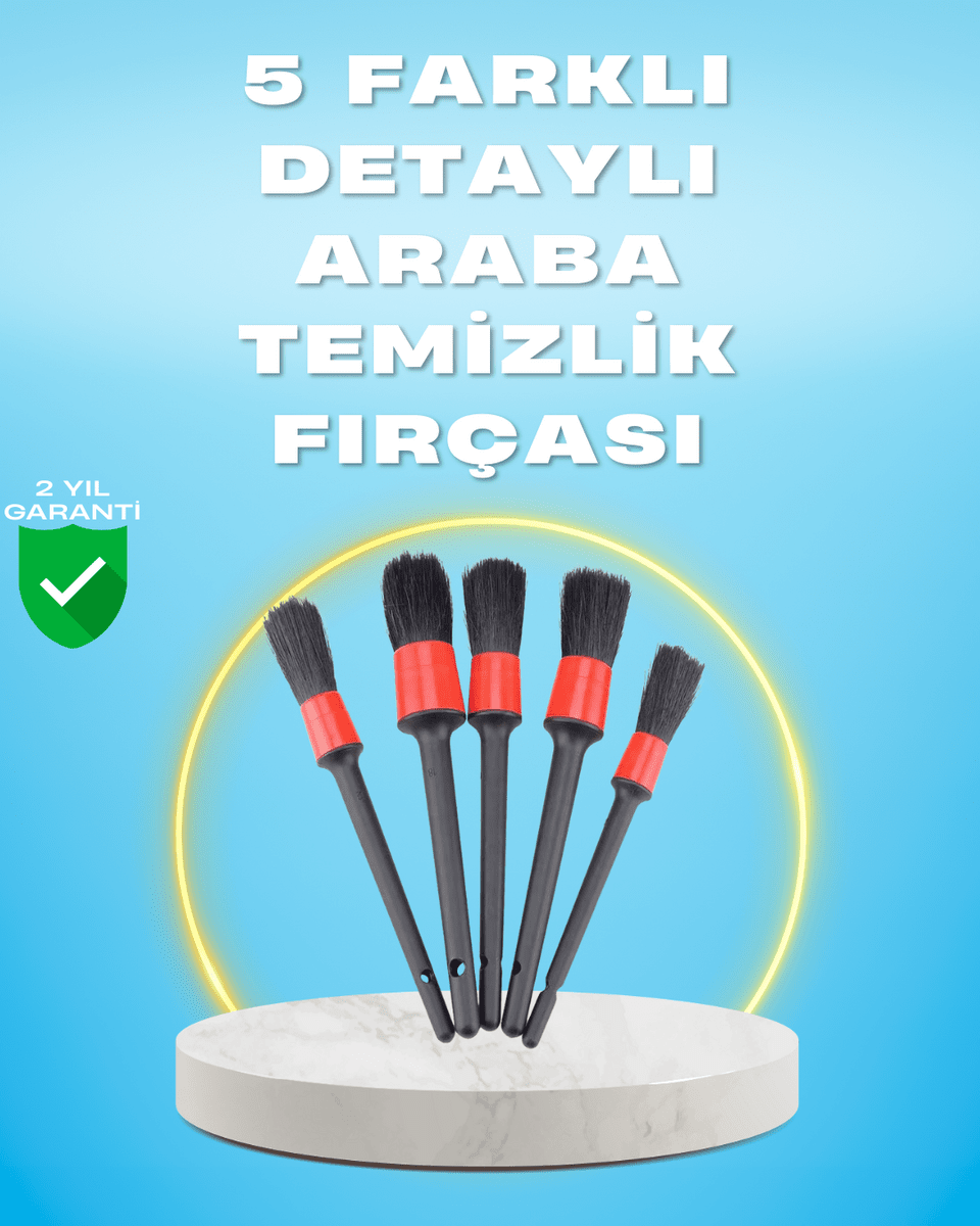 5'li Araba Temizlik Fırçaları-Farklı Boyutlu Fırçalarla Derinlemesine Temizlik