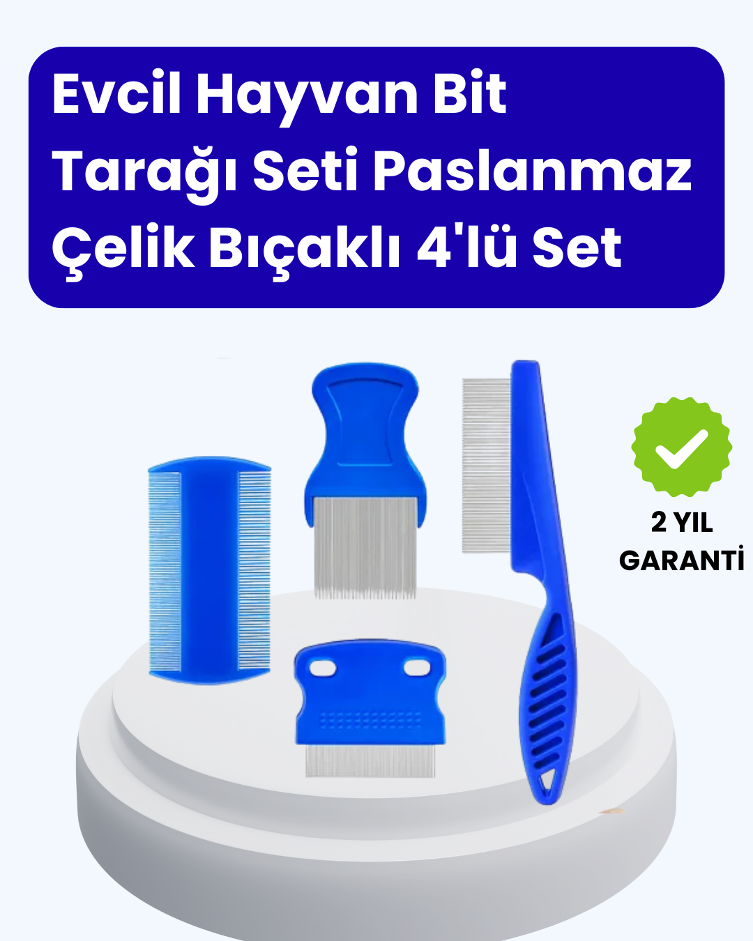 Evcil Hayvan Bakımı İçin Dayanıklı ve Çok Amaçlı Tarak Seti (4 Parça)