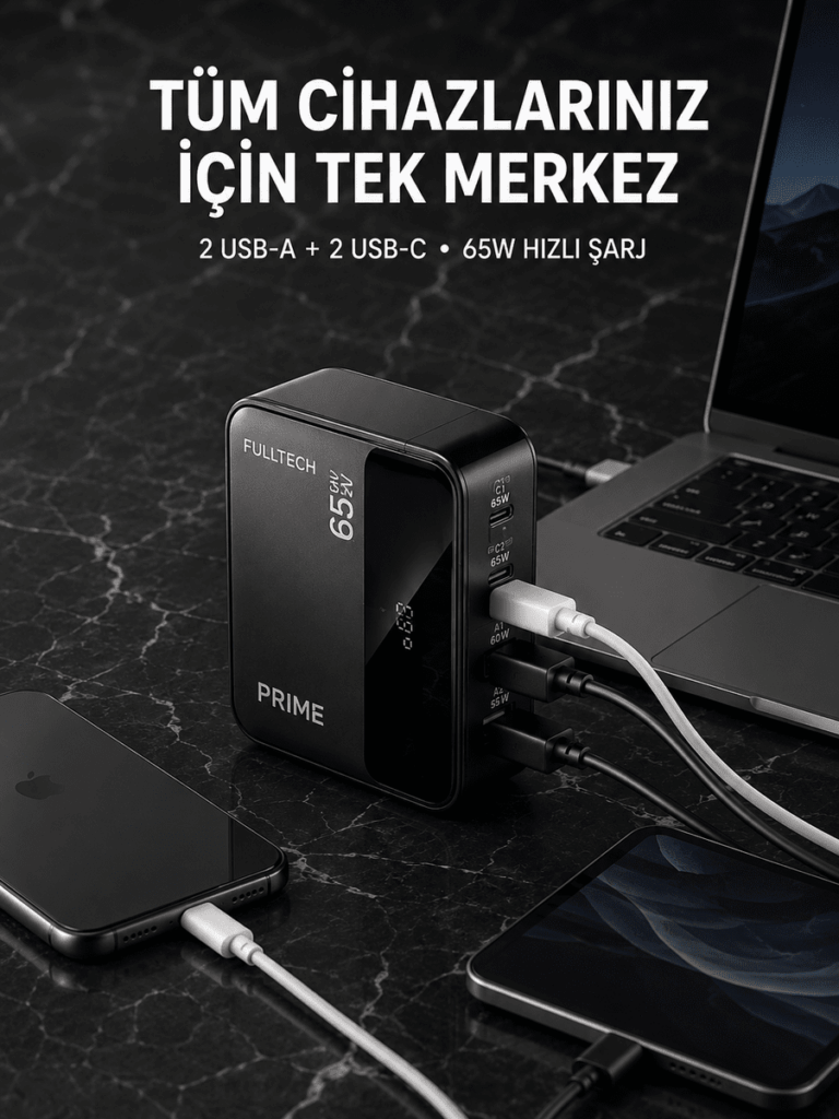 4 Portlu GaN Masaüstü Hızlı Şarj İstasyonu