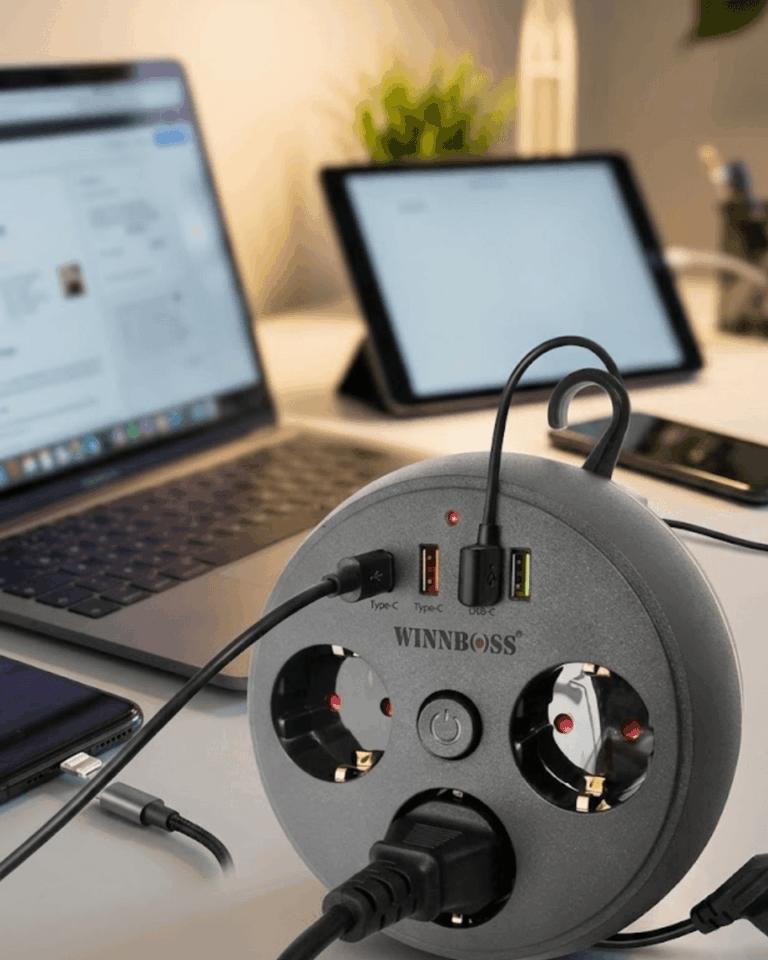 Çoklu Priz Akım Koruma 3 Soket 3 USB Type C Hızlı Şarj 2m Uzatma Kablosu