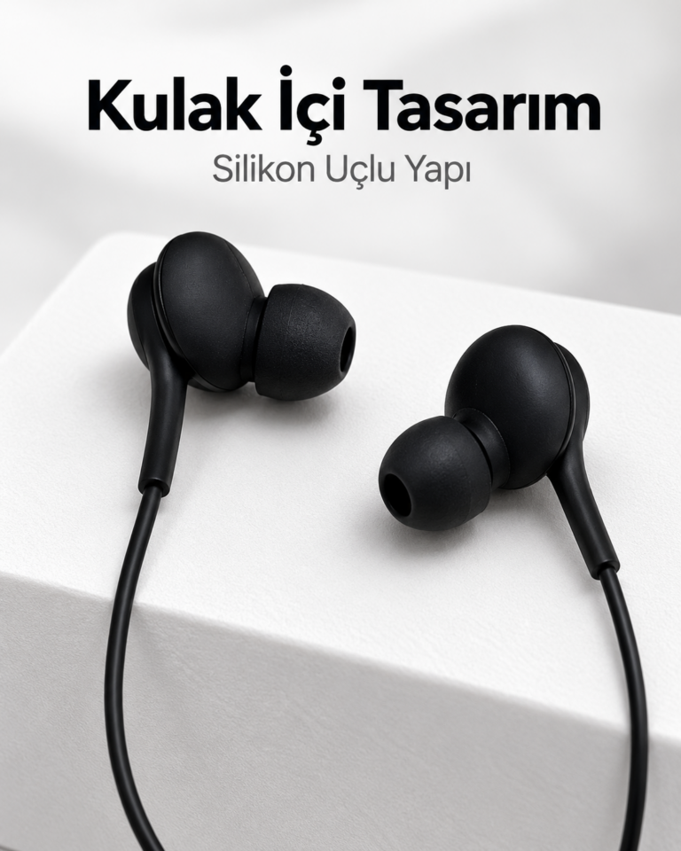 Siyah Tasarımlı Jak Girişli Kablolu Kulak İçi Kulaklık