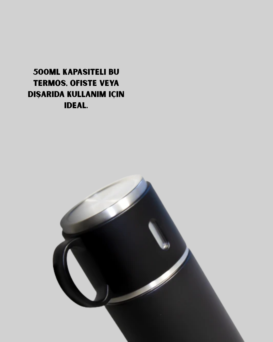 Paslanmaz Termos ve İkili Bardak Seti | 6-12 Saat Sıcak/Soğuk Tutma