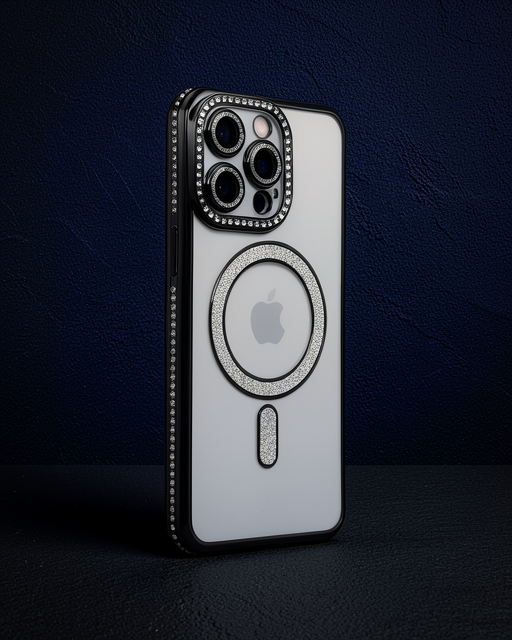 Apple İphone 14 Pro Max Kılıf Joke Simli Magneticsafe Kılıf - Siyah