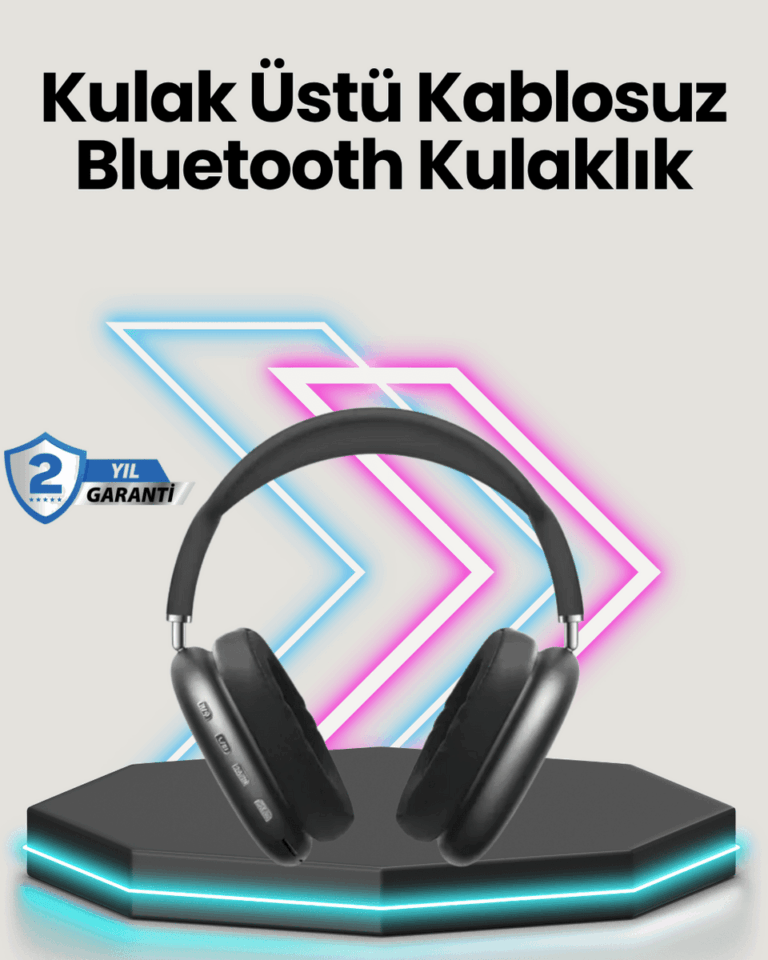 Bluetooth V5.0 Kablosuz Kulak Üstü Kulaklık | Katlanabilir, Mikro USB Girişli