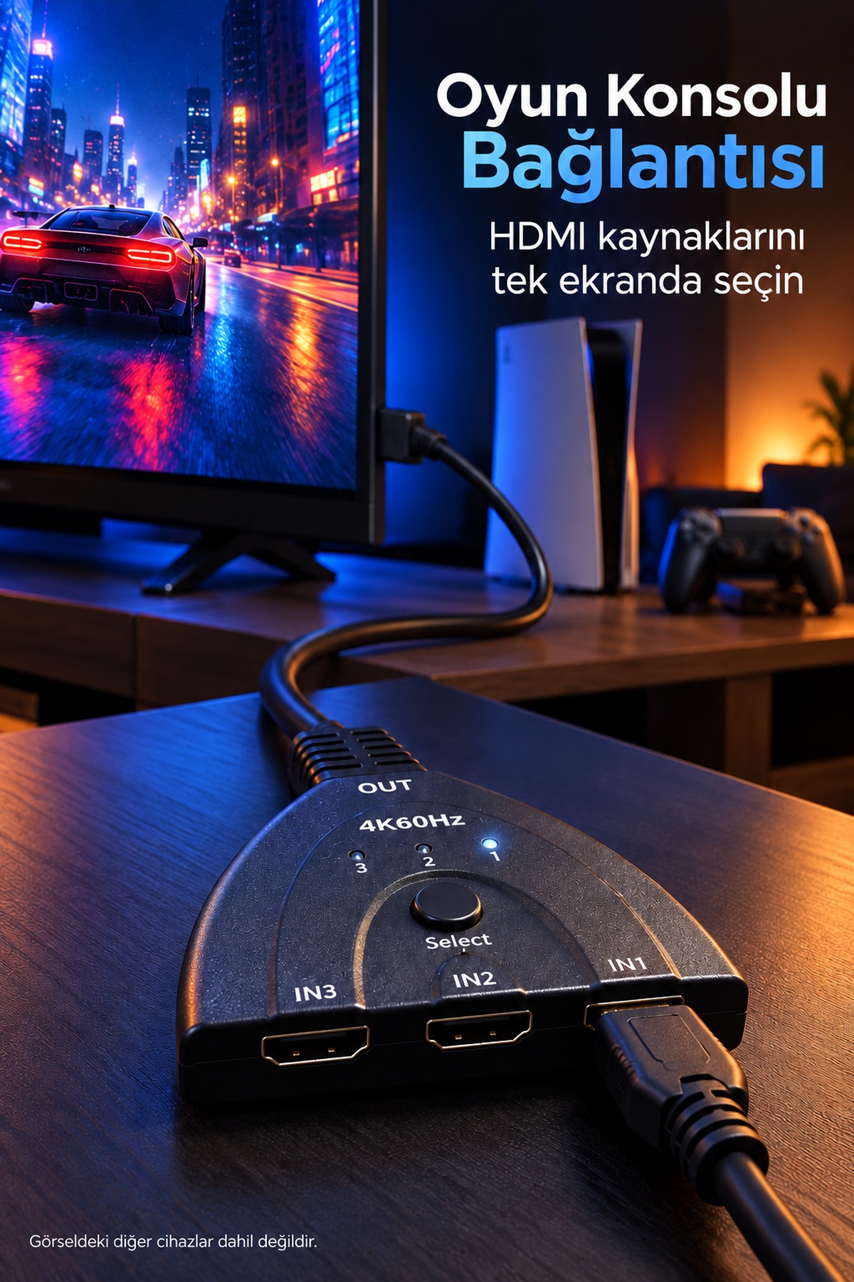 HDMI Switch 3 Giriş 1 Çıkış 4K 60 Hz Seçici
