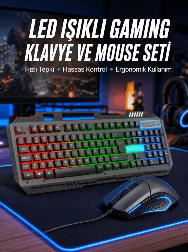 Işıklı Oyuncu Q Klavye Mouse Seti Siyah Gaming Oyuncu Klavye Yeni Nesil