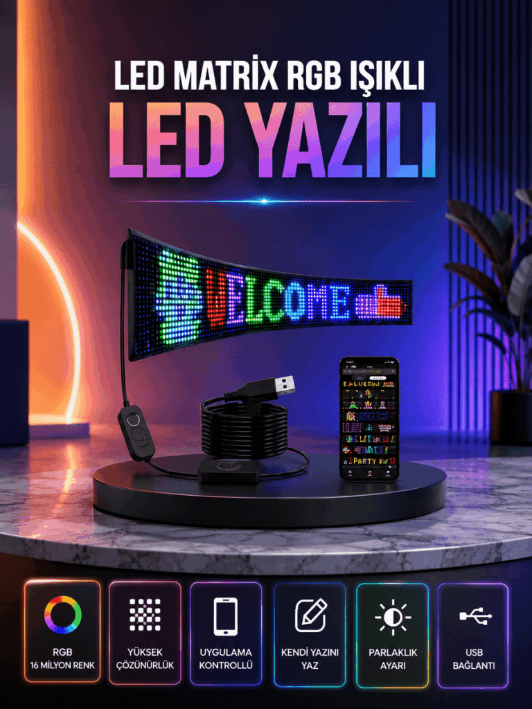 Şık ve Fonksiyonel RGB LED Panel Canlı Renk Yansımalı Işık Sistemi