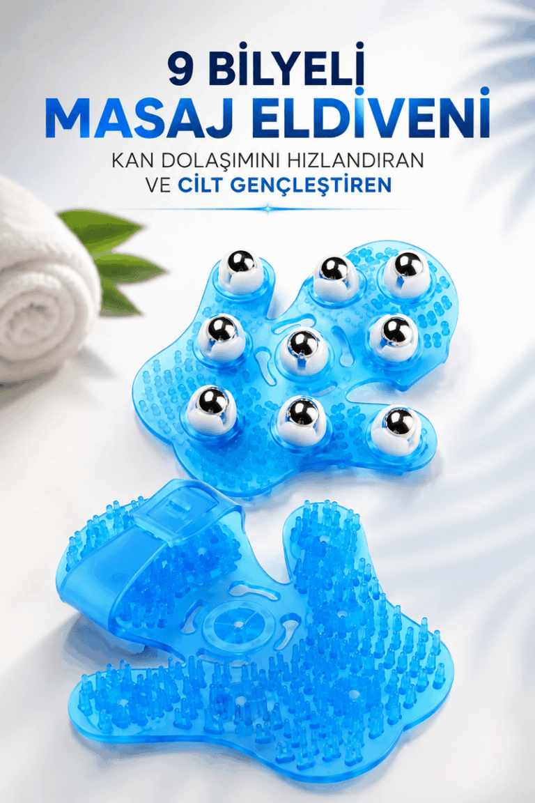 9 BİLYELİ MASAJ ELDİVENİ KAN DOLAŞIMINI HIZLANDIRAN VE CİLT GENÇLEŞTİREN
