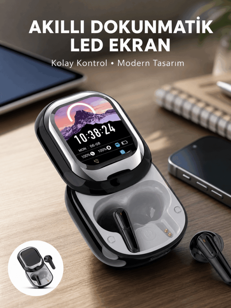 Şık, Akıllı ve Güçlü: LED Ekranlı Kablosuz Kulaklık Seti