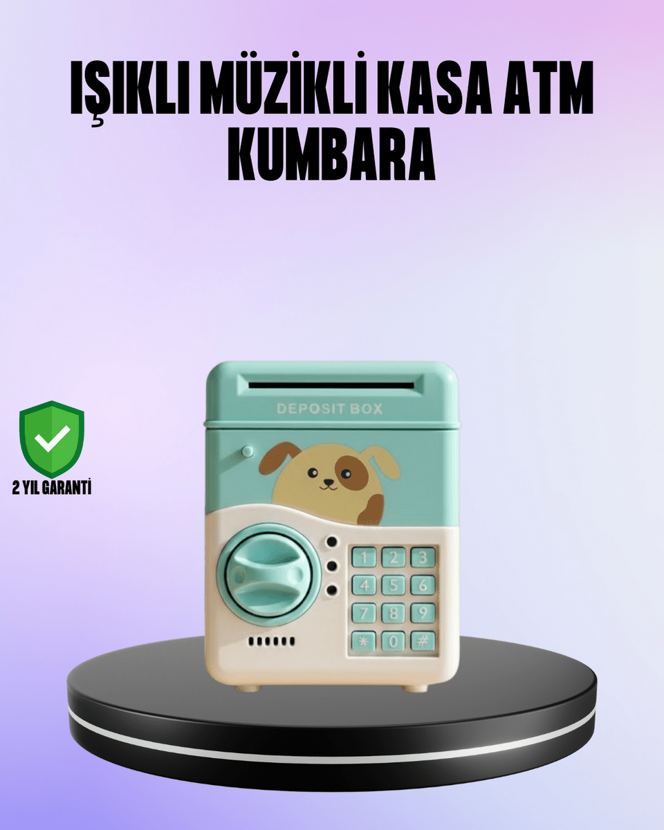 Su Yeşili Elektronik Şifreli ATM Tasarımlı Para Biriktirme Kumbarası