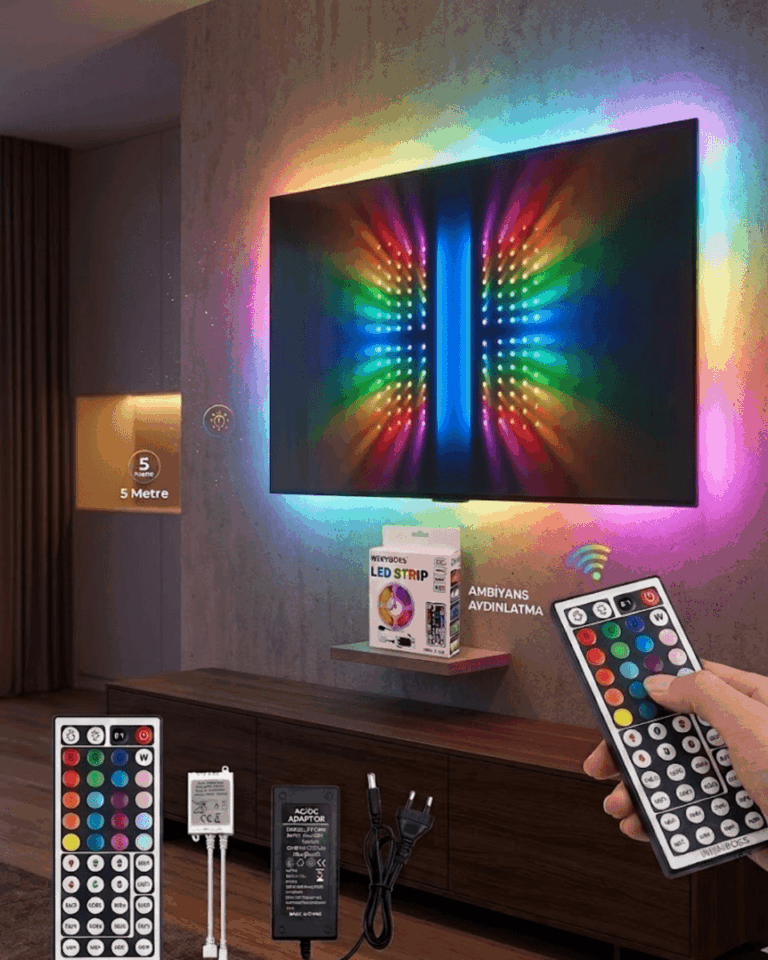 RGB LED Strip 5 Metre Kumandalı 5050 Şerit Led Dekorasyon Işığı