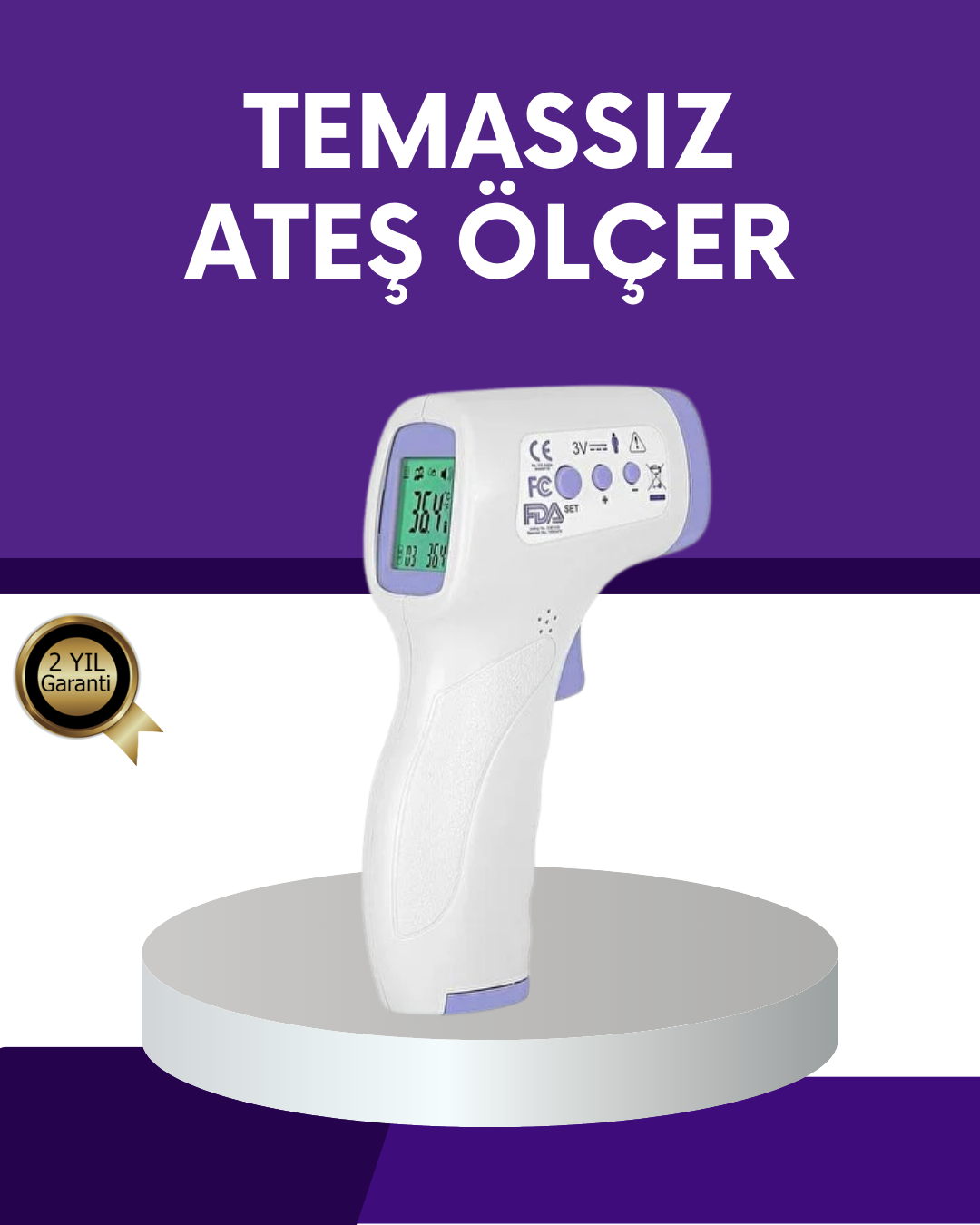 Temassız Ateş Ölçer Dijital Kızılötesi Termometre Hızlı Ölçüm