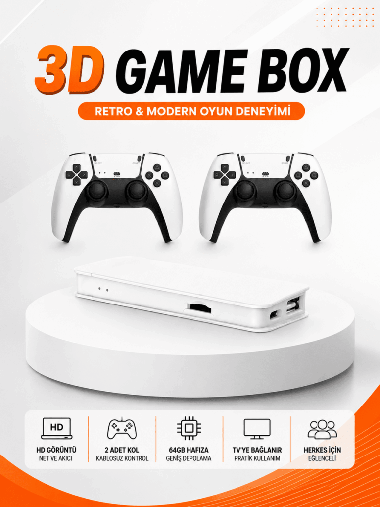 3D ve 4K Görüntü Kaliteli Çok Oyunculu Retro Oyun Konsolu