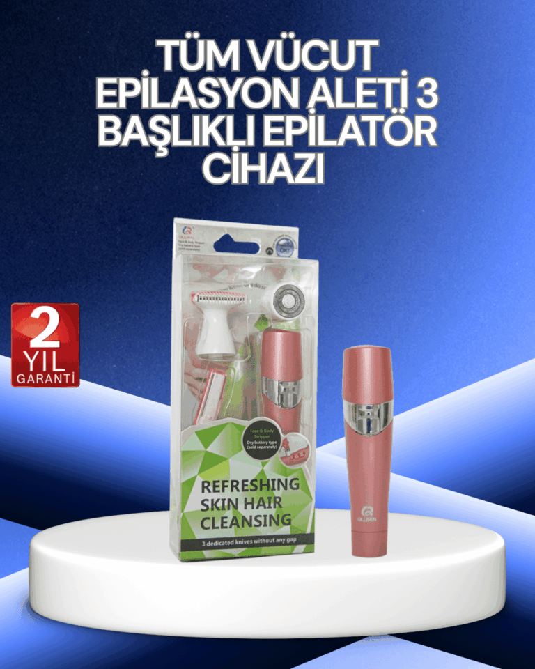3 Başlıklı Yüz ve Vücut Tüy Temizleme Cihazı Pembe