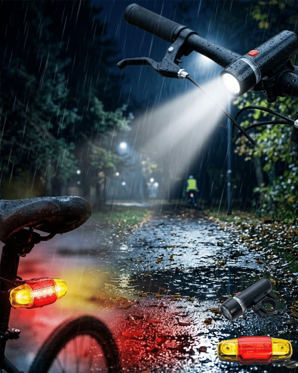 LED Bisiklet Işık Seti Ön Far ve Arka Stop Lambası Güvenlik Seti