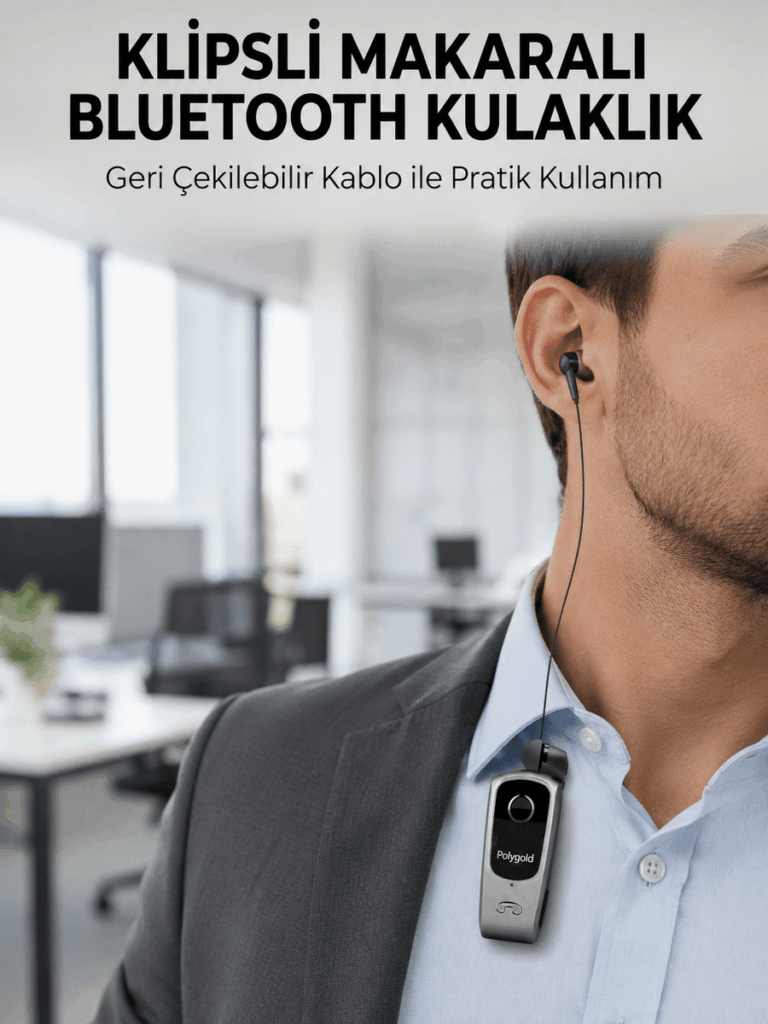 Klipsli Tasarımlı Bluetooth Kulaklık Uzun Pil Ömrü