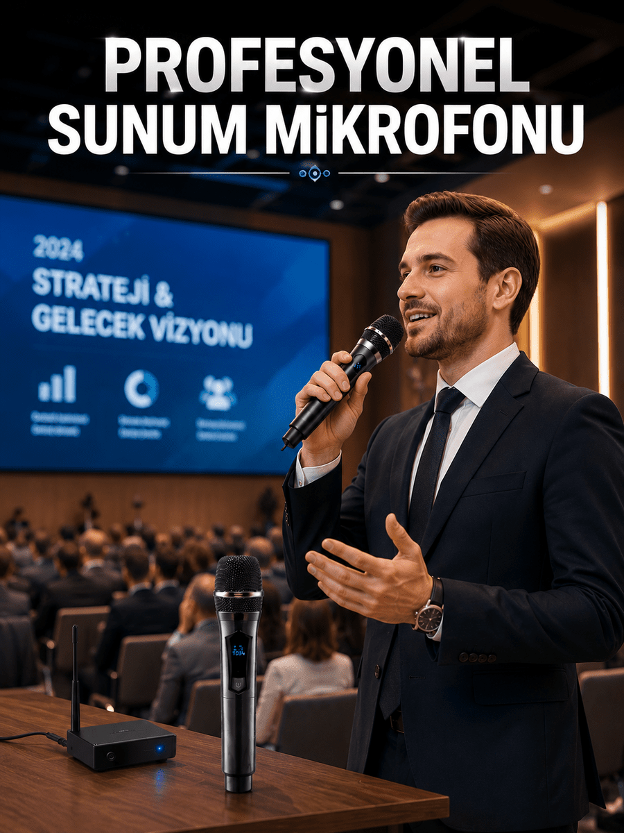 Kablosuz Çift Mikrofon Şarj Edilebilir Dijital Göstergeli