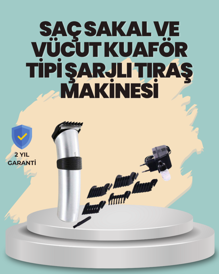 Profesyonel Erkek Tıraş Makinesi – Kablosuz, Paslanmaz Bıçaklı ve Tam Aksesuar